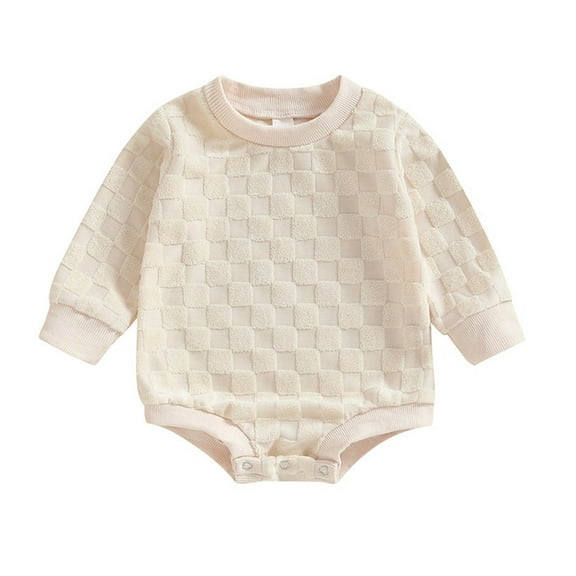 Darzheoy Baby Rompers Casual Girls Infant Jumpsuits Casual Long Sleeve Comfortable Round Neck Solid Color Climbing Pajamas Clothes ,Size 0-12 Month