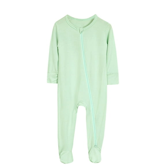 Darzheoy Baby Rompers For Boys And Girls Solid Color Jumpsuits Versatile Loose Cotton Round Neck Zipper Cute Pajamas Clothes ,Size 1-18 Months