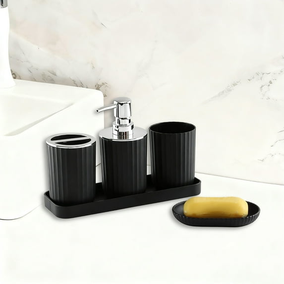 Darzheoy Bathroom Five Piece Set Toothbrush Cup Organizer Tray for Hotel Home Decor Countertop Storage Essential