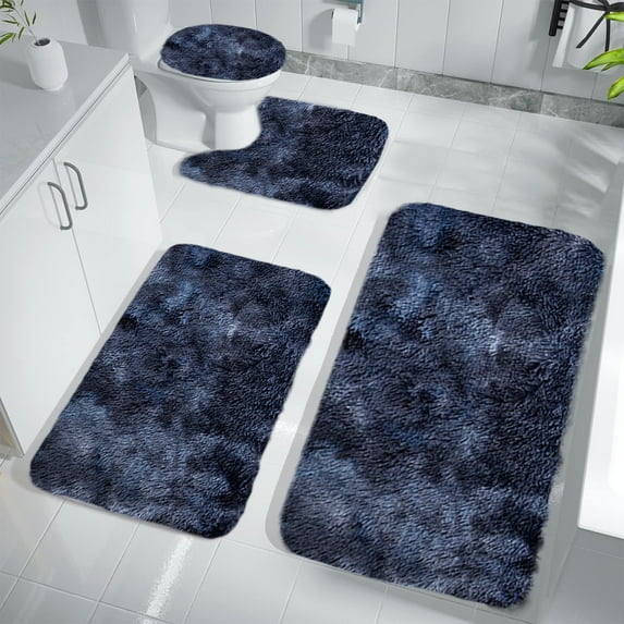 Darzheoy Bathroom Rug Set 4 Piece, Shaggy Bath Mat Set, Soft Absorbent Plush Microfiber Bathroom Rugs, Non Slip Bath Rugs Tie Dye, Machine Washable