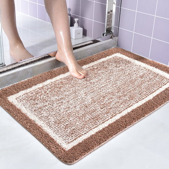 Darzheoy Bathroom Rugs, 24" x 16" Soft and Absorbent Microfiber Bath Rugs, Non-Slip Shower Carpet, Machine Wash Dry, Bath Mats for Bathroom Floor, Tub and Shower (Orange)