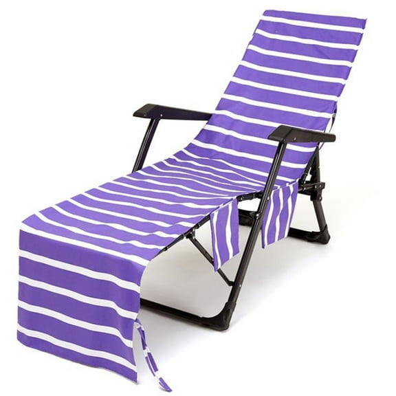 Darzheoy Beach Chair Towel, Chaise Lounge Cover with Pockets Pool Chair Cover Soft and Quick Dry Beach Chair Towel Cover for Sun Lounger Pool Sunbathing Garden Beach, 85" x 30"