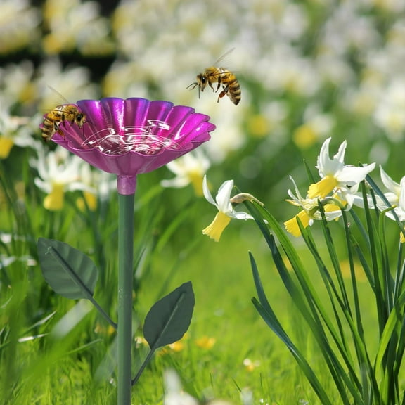 Darzheoy Bee Watering Station, Metal Flower Shape Insect Drinkers, Butterfly Feeders for Outdoors, Insect Drinking Water for Garden Yard Decor (1pc)