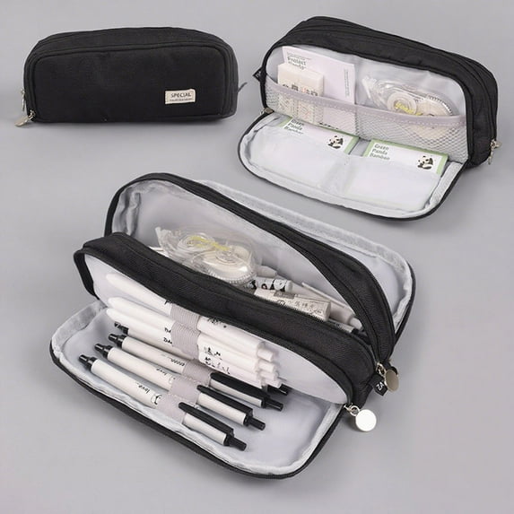 Darzheoy Big Capacity Pencil Case Large Storage Pencil Bag Pouch Marker 3 Compartment Stationery Pen Cases Holder for Adults Office Organizer Gifts