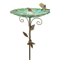 Darzheoy Bird Bath for Outside, Metal Birdbath Freestanding Bird Bath & Birdfeeder with 4-Pronged Base, for Outdoors Garden Patio Yard