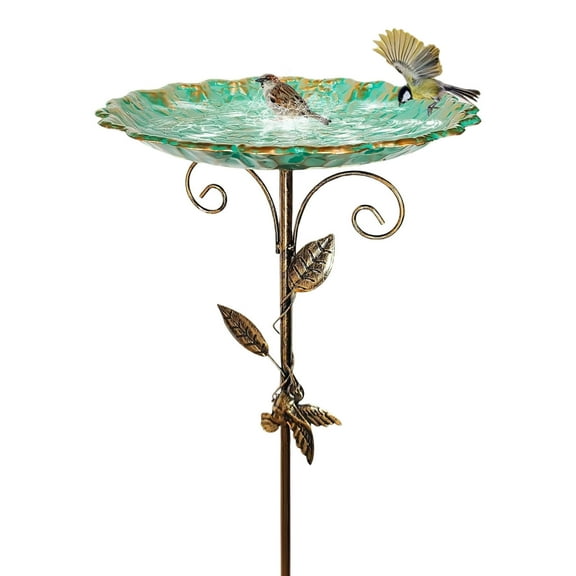 Darzheoy Bird Bath for Outside, Metal Birdbath Freestanding Bird Bath & Birdfeeder with 4-Pronged Base, for Outdoors Garden Patio Yard