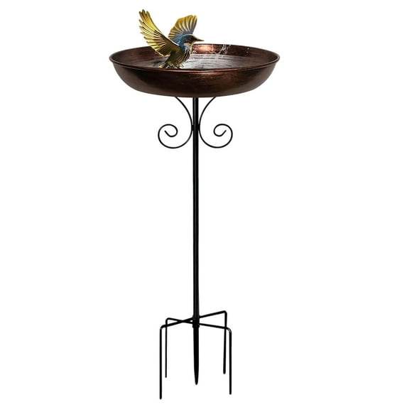 Darzheoy Bird Bath for Outside, Metal Birdbath Freestanding Bird Bath & Birdfeeder with 4-Pronged Base, for Outdoors Garden Patio Yard
