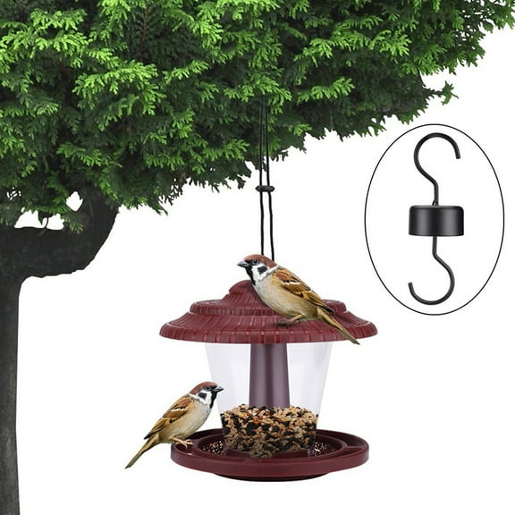 Darzheoy Bird Feeders for Outdoors Hanging, Squirrel Proof Wild Bird Feeders with Hook for Garden Yard Outdoor Decoration, Round Roof Design for Sun-Proof and Rainproof
