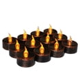 thumbnail image 1 of Darzheoy Black Tea Lights Candles, Battery Operated, Halloween Flameless Candles Flickering Tealights Candles for Halloween, Theme Party, Wedding Table Decor, Holiday Decor, 12-Pack, 1 of 8