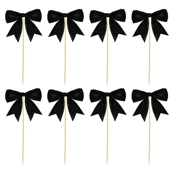 Darzheoy Bow Cupcake Toppers Set of 8, Bowknot Cake Decoration for Wedding Bridal Engagement Party, Birthday Celebration Decor, Food Safe Cupcake Picks for Desserts