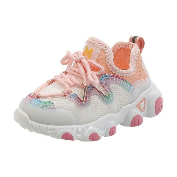 Darzheoy Boys And Girls Shoes Solid Color Casual Skin Fabric Soft Sole Loose Easy On Lace-Up Non-Slip Cute Delicate Trim Breathable Shoes