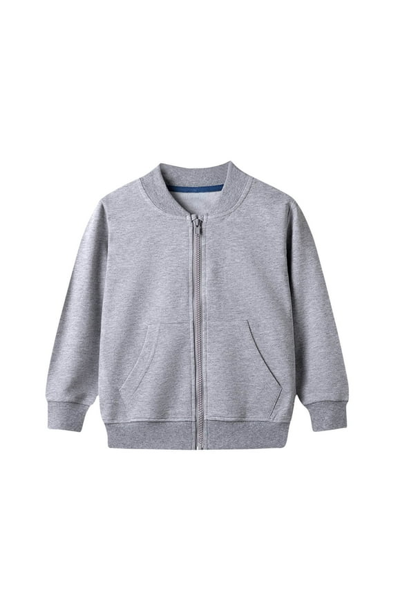 Boys And Girls Sweatshirt Casual Zipper Athletic Jackets Fall Winter Long Sleeve Hoodless Solid Color Tops Coats ,Size 1-8 Years