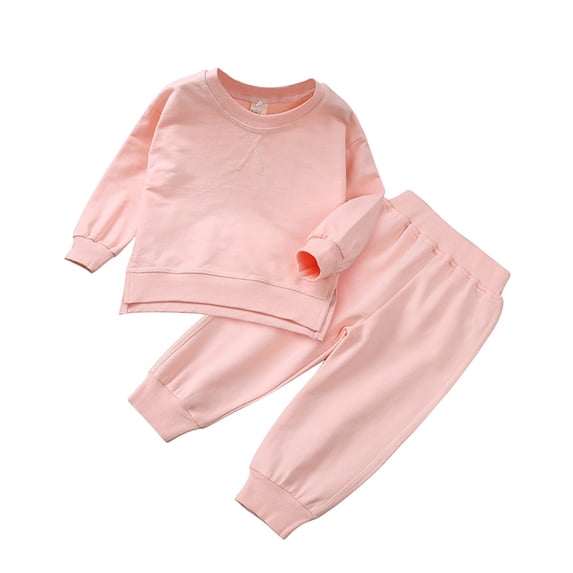 Darzheoy Boys And Girls Outfits Casual 2 Piece Versatile Tops And Pants Thin Loose Fall Winter Solid Color Pullover Elastic Waist Long Sleeve Sets ,Size 1-7 Years