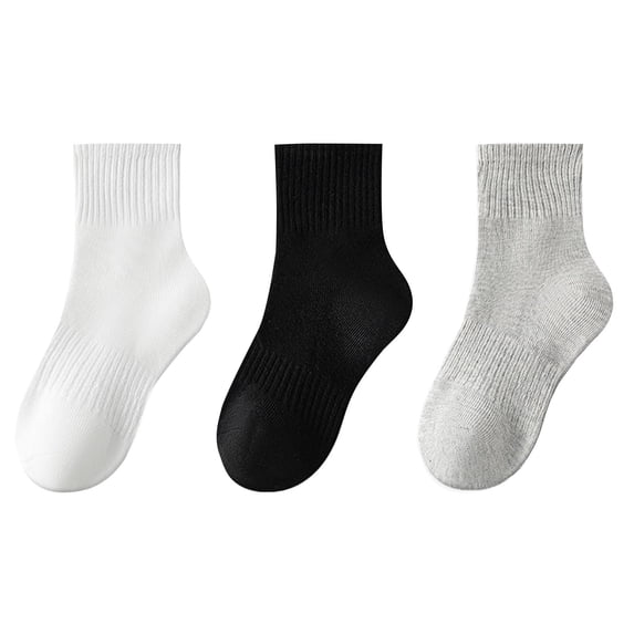 Darzheoy Boys And Girls Socks Fall And Winter 3PC Breathable Short Tube Sports Odor Proof Socks ,Solid Color Comfortable Sweat Absorbing Socks For Children,3-16 Years
