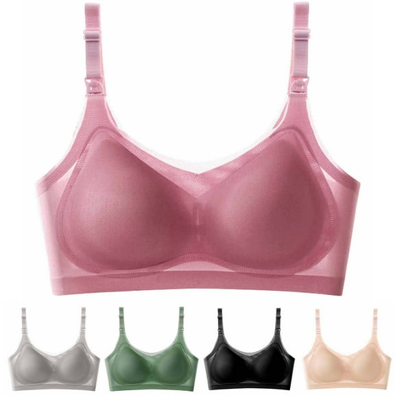 Darzheoy Bras for Women No Underwire Pregnant Women's Sexy Ultra-thin Lace Bra Wirefree Breast Upward Front Opening Feeding Bra Underwear Nursing Bras Womens Sports Bras 75A/B/C