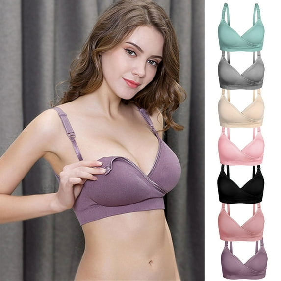 Darzheoy Bras for Women No Underwire Ladies Comfortable Breathable No Steel Ring Front Buckle Breastfeeding Bra Ladies Underwear Sexy Bras for Women 34/75BC