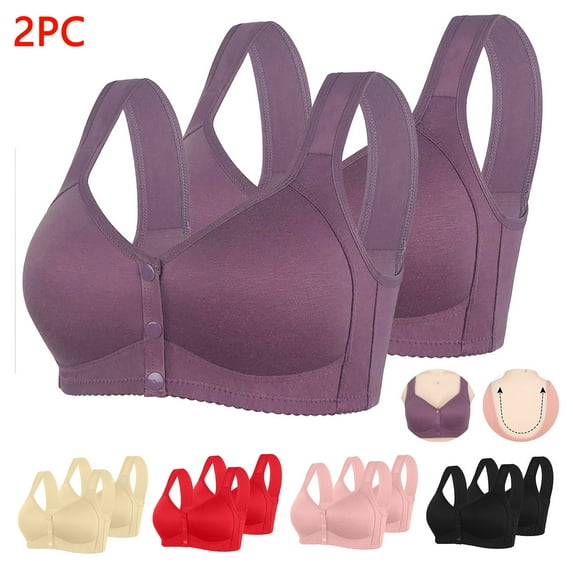 Darzheoy Bras for Women No Underwire 2-Pack Womens Bras Front Closure Bras Comfortable And Breathable Bra Wirefree Sports Bra Daily Bra 40/90BC