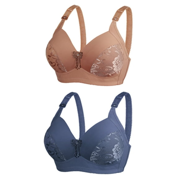 Darzheoy Bras for Women No Underwire 2PC Ladies Large Size Comfortable Breathable Bra Underwear Bras 52/120D