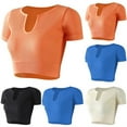 thumbnail image 1 of Darzheoy Bras for Women No Underwire Casual Gathering Yoga Short Sleeved V-neck Wirefree Fitness Sports Bra 38, 1 of 4