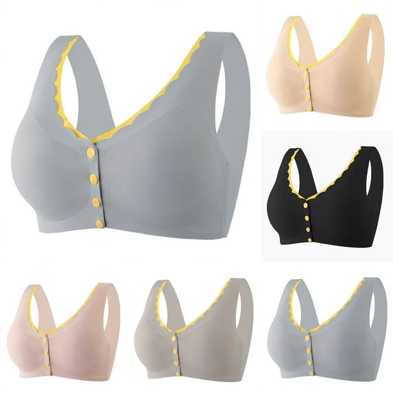 Darzheoy Bras for Women No Underwire Casual Sexy Front Closure Bras Shaping Cup Wide Strap Bra Plus Size Elastic Wirefree Bras 44/100
