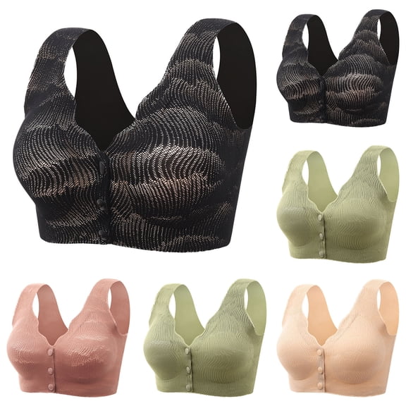 Darzheoy Bras for Women No Underwire Casual Sexy Front Closure Bras Shoulder Strap Underwire Bra Plus Size Extra-Elastic Wirefree 40/90