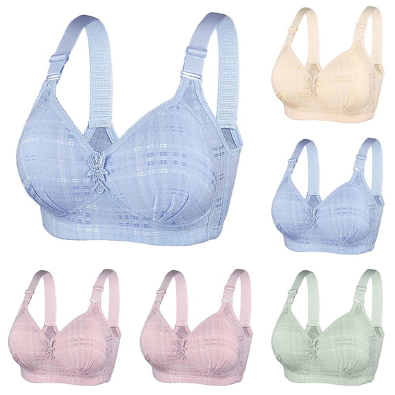 Darzheoy Bras for Women No Underwire Women Bra Casual Sexy Lace Front Button Plus Size Bras Elastic Wirefree Womens Bras 38/85C