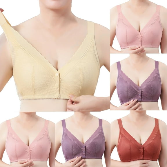 Darzheoy Bras for Women No Underwire Women Lace Front Buckle Bra With Large Shoulder Straps And No Steel Ring Bra M(38)