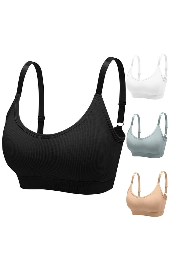 Bras for Women No Underwire Women's Strapless Wide Shoulder Straps With Vertical And A Beautiful Back Bra 32A-34B