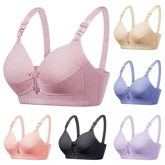Darzheoy Bras for Women No Underwire Womens Plus Size BraCasual Sexy Lace Front Button Shaping Cup Bra Wirefree Sport Bras for Women 40/90C