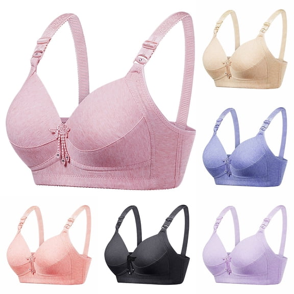 Darzheoy Bras for Women No Underwire Womens Plus Size BraCasual Sexy Lace Front Button Shaping Cup Bra Wirefree Sport Bras for Women 42/95C