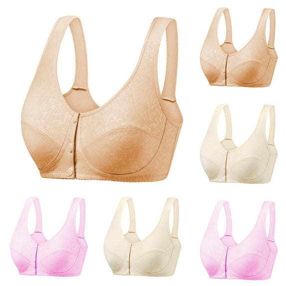 Darzheoy Bras for Women No Underwire Young Ladies Solid Color Comfortable Front Closure Bra Underwear Bras Push-Up Bra 44/100C