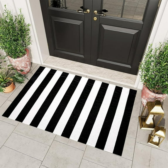 Darzheoy Buffalo Plaid Outdoor Rug Fall Door Mat 16x24 inch Cotton Washable Farmhouse Fall Outdoor Rug for Layered Door Mats Fall Porch Decor Patio