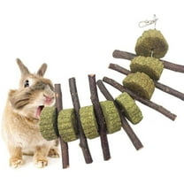 Darzheoy Bunny Chew Toys for Teeth, Organic Apple Wood Molar Sticks with Timothy Hay Circles for Bunny Chinchilla Guinea Pig Hamsters Squirrels, Improves Health