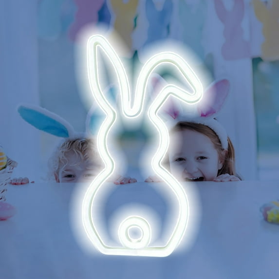 Darzheoy Bunny Easter Neon Sign for Easter Decorations LED Easter Rabbit Neon Light for Easter Decor Led lights wall bunny Room Decor Wall Decor Easter Gift