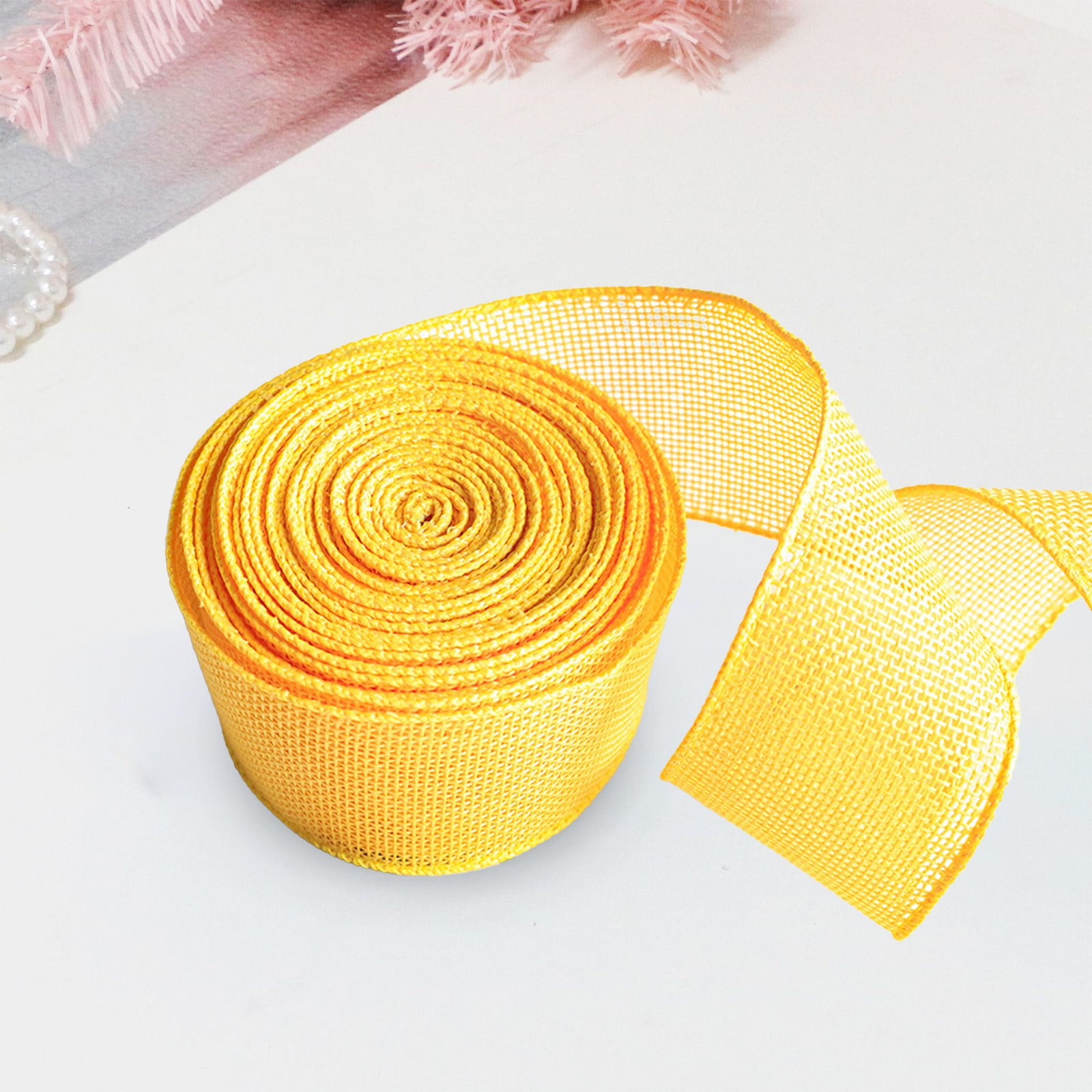 Darzheoy Burlap Wired Ribbon, 2 Inch x 5.5 Yard, Wired Edge Ribbon for ...