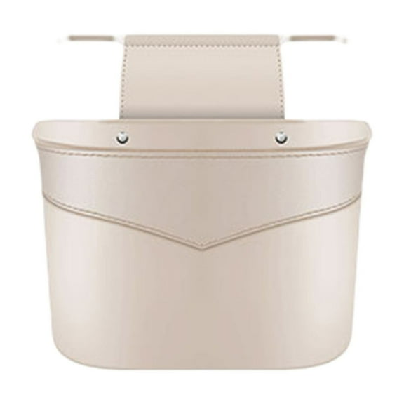 Darzheoy Car Trash Can, Leather Foldable Vehicle Seat Hanging Dustbin Container, Multi-Function Automotive Interior Garbage Storage Organizer Holder Bag Accessories