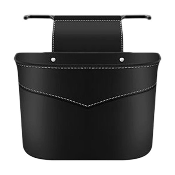 Darzheoy Car Trash Can, Leather Foldable Vehicle Seat Hanging Dustbin Container, Multi-Function Automotive Interior Garbage Storage Organizer Holder Bag Accessories