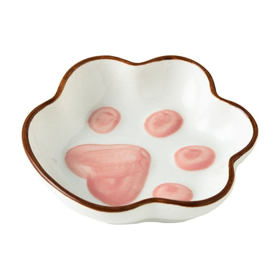 Darzheoy Cat Paw Shape Ceramic Dipping Sauce Dishes Mini Cute Seasoning Dish Sushi Soy Dipping Bowl Serving Sauce Dishes Cartoon Dessert Plate