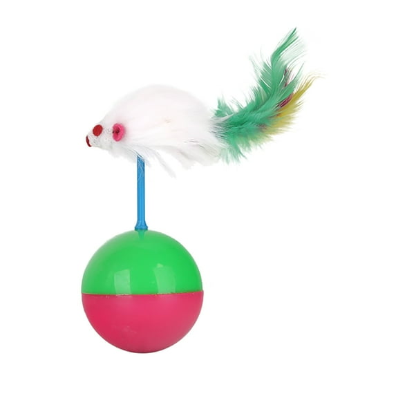 Darzheoy Cat Toy, Roly-Poly Mouse Self-Hey Funny Cat SticK Kitten Kitty Anti-Boring Artifact Feather Mouse Toy Interactive for Indoor