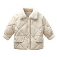 thumbnail image 1 of Darzheoy Children Jacket Quilted Loose Solid Color Long Sleeve Jackets Standing Collar Fall Winter Thickening Warm Tops Coats ,Size 3-7 Years, 1 of 5