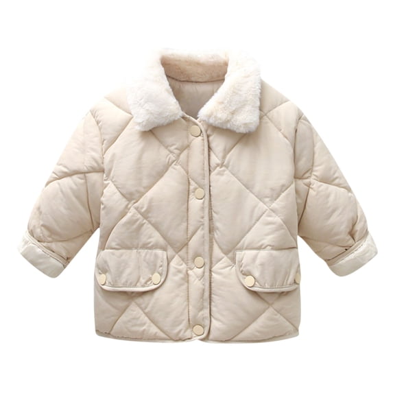 Darzheoy Children Jacket Quilted Loose Solid Color Long Sleeve Jackets Standing Collar Fall Winter Thickening Warm Tops Coats ,Size 3-7 Years