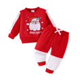 thumbnail image 1 of Darzheoy Children Outfits Round Neck Long Sleeve Plush Sweatshirt And Pants Comfortable Printed Patchwork Color Graphic Casual Fall Winter 2 Piece Sets ,Size 0 Month-6 Years, 1 of 8