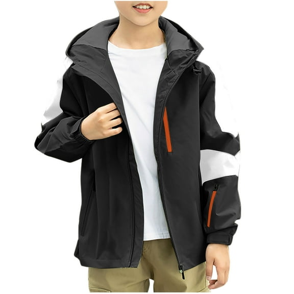 Darzheoy Children Tops Fall Winter Pockets Jackets For Girls And Boys Long Sleeve Solid Color Windbreaker Hoodie Parkas Coats For Outwear ,Size 3-12 Years