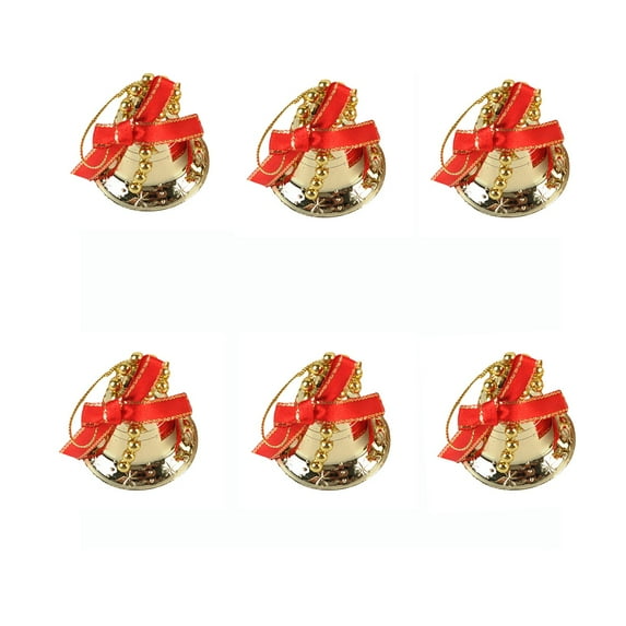 Darzheoy Christmas Bells 6 Pcs Christmas Tree Hanging Decorations 3.5cm Open Wind Bells Mini Decorations Hanging Decorations