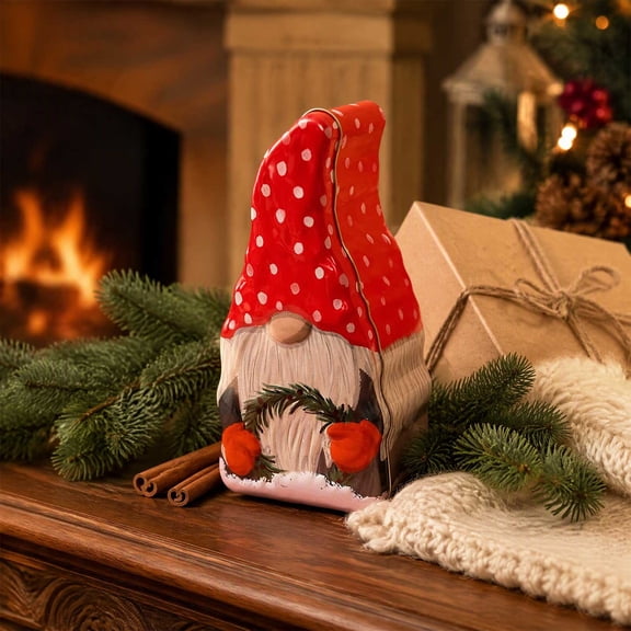 Darzheoy Christmas Cookie Tin with Lid Santa Gnome Holiday Candy Container