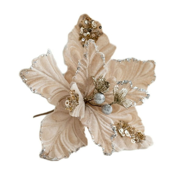 Darzheoy Christmas Decorations Christmas Glitter Magnolia with Stems Christmas Tree Decoration Flower Wreath Christmas Year Decoration Holiday Gift