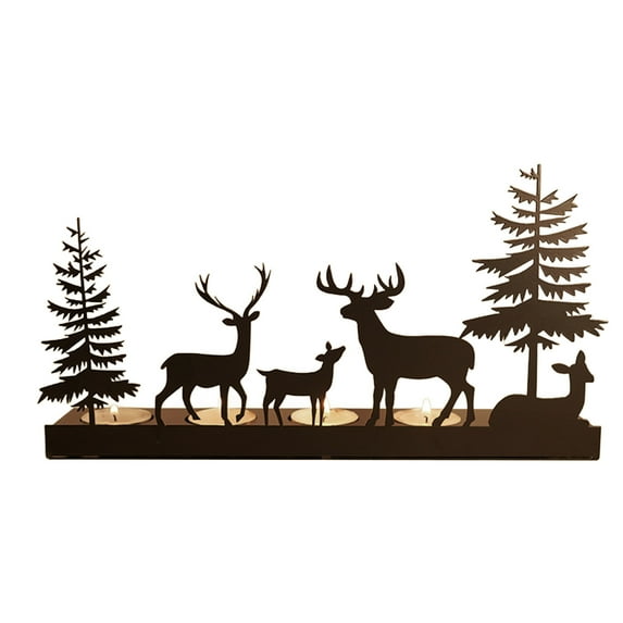 Darzheoy Christmas Decorations Metal Iron Christmas Deer and Tree Candlestick Christmas Tabletop Decor with Illuminating Ambiance for Home Christmas Decoration