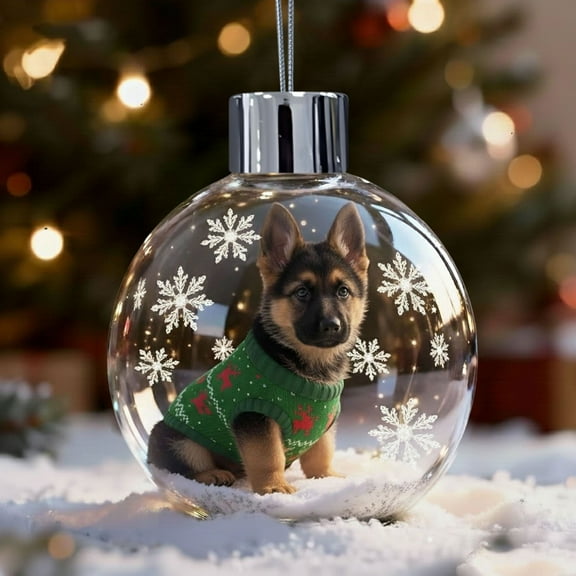 Darzheoy Christmas Dog Snow Globe Ornament with Shake-to-Snow Effect, Cute Pet Themed Xmas Tree Decoration, Holiday Decor for Living Room Mantel, Gift for Dog Lovers