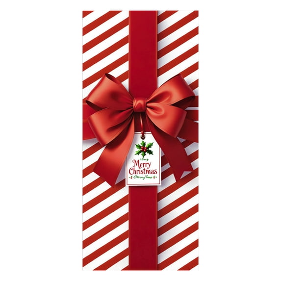 Darzheoy Christmas Door Cover 35x79 Inch Front Door Banner with Bow Holiday Decoration for Home Entryway Christmas Party Festive Season Indoor Outdoor Decor Easy to Hang