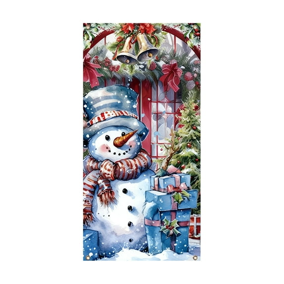 Darzheoy Christmas Door Curtain with Holiday Scene Design, Background Cover for Home Decor, Festive Entryway Decoration for Party and Indoor Use